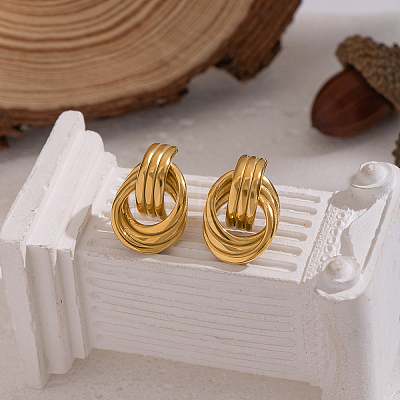Fashion 304 Stainless Steel Knot Stud Earrings LS-FJ5569-1-1
