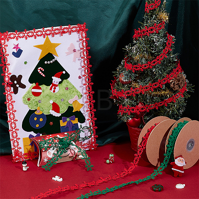 2 Rolls 2 Colors Christmas Snowflake Felt Lace Trim OCOR-PH0003-94-1