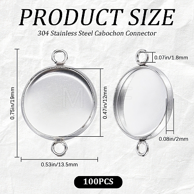 100Pcs 304 Stainless Steel Cabochon Connector Settings STAS-CN0001-81-1