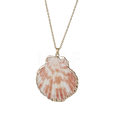 12Pcs 12 Styles Electroplated Natural Mixed Shell Pendant Necklaces NJEW-JN05212-1