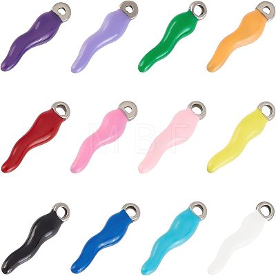 Unicraftale 12Pcs 12 Colors Ion Plating(IP) 304 Stainless Steel Pendants STAS-UN0032-93-1