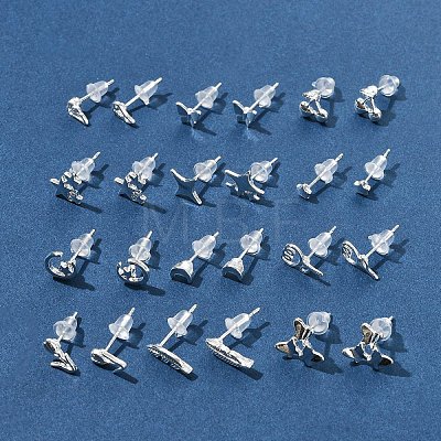 2 Pairs Alloy Stud Earrings for Women EJEW-FS0001-27E-1
