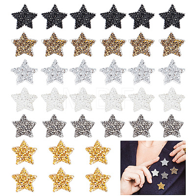 36Pcs 6 Style Star Glitter Hotfix Rhinestone FIND-GA0003-05-1