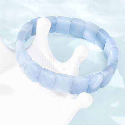 Dyed Natural White Jade Beaded Stretch Bracelets for Unisex G-K303-02P-01-1