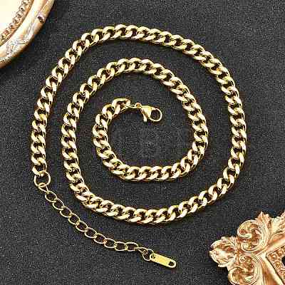 304 Stainless Steel Cuban Link Chain Necklaces for Women Men NJEW-G161-02G-1