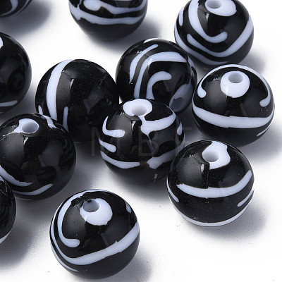 Opaque Striped Acrylic Beads MACR-S373-27B-10-1