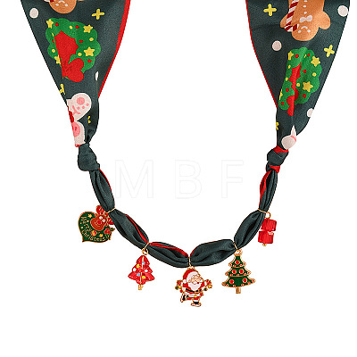 Alloy Enamel with Glass Santa Claus Christmas Tree Pendant Bib Necklaces FS-WG5CB92-02-1