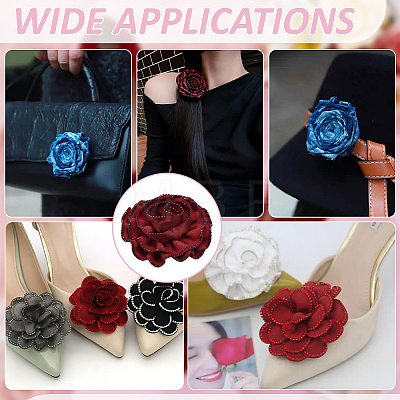 2Pcs Flower Polyester Shoe Buckle Clips DIY-PH0034-81-1