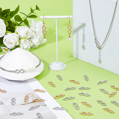 50Pcs 2 Colors Alloy Crystal Rhinestone Links/Connectors ALRI-PH0001-36-1