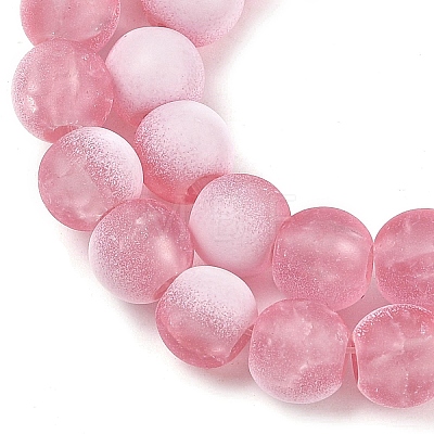 Frosted Crackle Glass Beads Strands GLAA-U001-6mm-M13-1