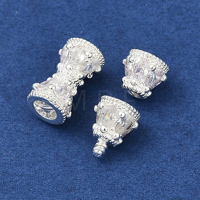 Brass Micro Pave Clear Cubic Zirconia Screw Clasps KK-H202-02A-S-1