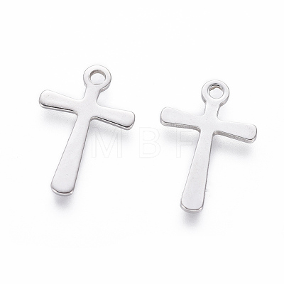 201 Stainless Steel Tiny Cross Charms STAS-L233-081P-1