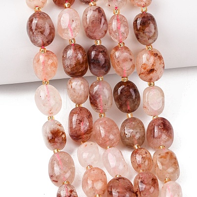 Natural Hematoid Quartz/Ferruginous Quartz Beads Strands G-G453-D12-01-1