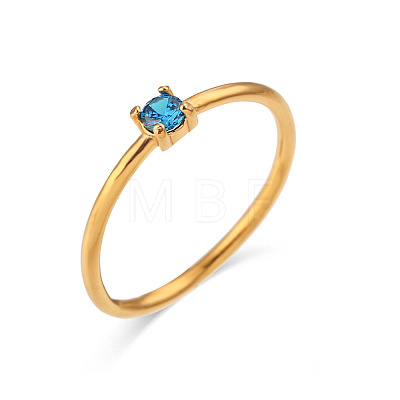 Flat Round 304 Stainless Steel Micro Pave Cubic Zirconia Finger Rings FS-WG2DA17-56-1