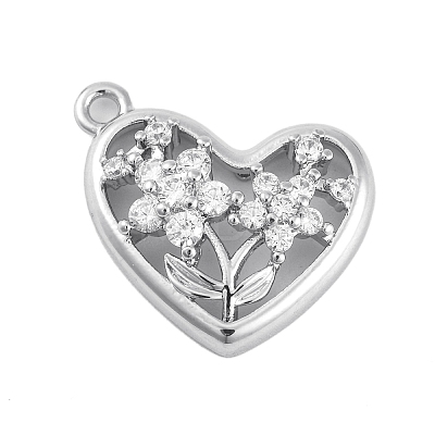 Brass Micro Pave Clear Cubic Zirconia Pendants KK-Z066-07P-1