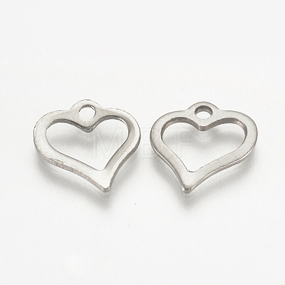 304 Stainless Steel Open Heart Charms STAS-T015-10-1