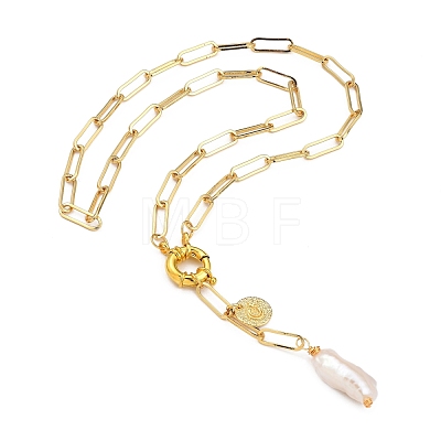 Natural Baroque Pearl Keshi Pearl Lariat Necklaces NJEW-JN03042-1