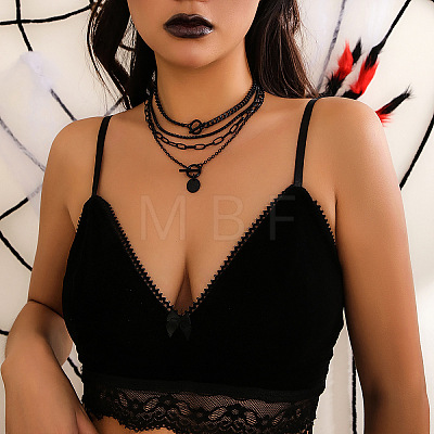 Gothic Alloy with Iron Pendant Multi Layered Chain Necklaces for Women FS-WG9D473-03-1