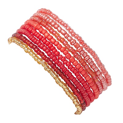8Pcs Glass Seed Beads Stretch Bracelets for Women BJEW-MZ00268-1