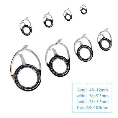 24Pcs 8 Style Ceramic High Carbon Steel Fishing Rod Guides Replacement Eye Rings AJEW-FH0003-01-1