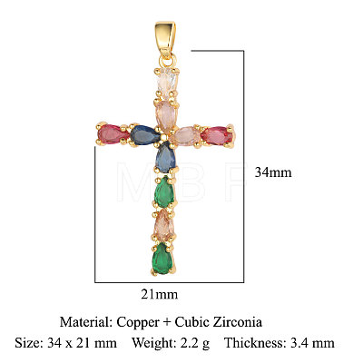 Brass Micro Pave Colorful Cubic Zirconia Pendants ZIRC-OY005-01G-1