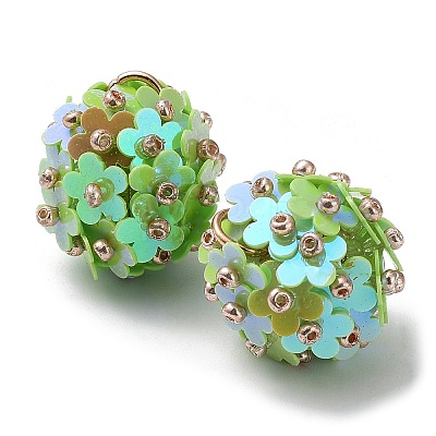 PVC Plastic Paillette with Glass Seed Beaded Pendants FIND-G058-01D-1
