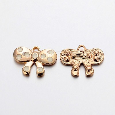 Light Gold Plated Alloy Enamel Bowknot Charms ENAM-J546-02KCG-1