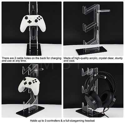 3-Tier Transparent Acrylic Game Controller Display Stand Holders ODIS-WH0002-09-1