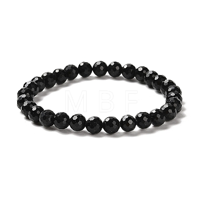 Natural Black Tourmaline Beaded Stretch Bracelets BJEW-K233-01A-03-1
