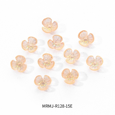 Electroplated 3-petal Flower Resin Cabochons MRMJ-R128-15E-1