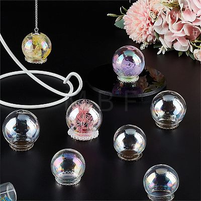  8Pcs 4 Style Round Iridescent Glass Dome Cover FIND-NB0004-55-1