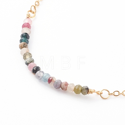 December Birthstone Natural Multicolor Tourmaline Beaded Bracelets X-BJEW-JB06092-12-1
