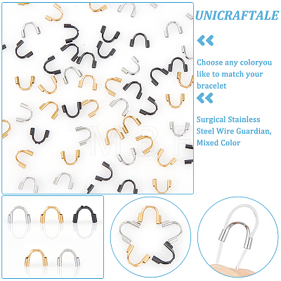 Unicraftale 60Pcs 3 Colors 316 Surgical Stainless Steel Wire Guardian STAS-UN0056-23-1