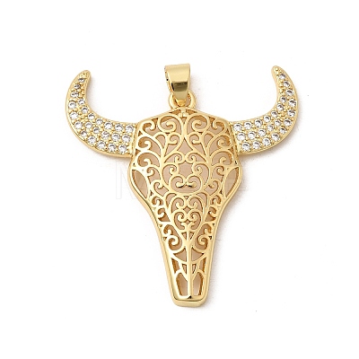 Brass Micro Pave Clear Cubic Zirconia Pendants KK-H267-060D-G-1