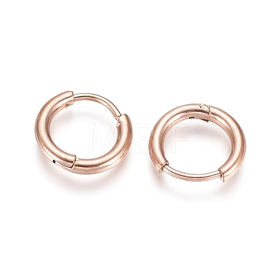 304 Stainless Steel Huggie Hoop Earrings EJEW-G272-02-8mm-RG-1