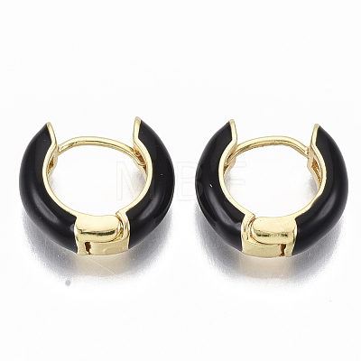 Brass Huggie Hoop Earrings EJEW-S209-01A-1