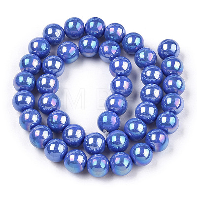 Electroplate Opaque Glass Beads Strands GLAA-T032-P8mm-AB11-1