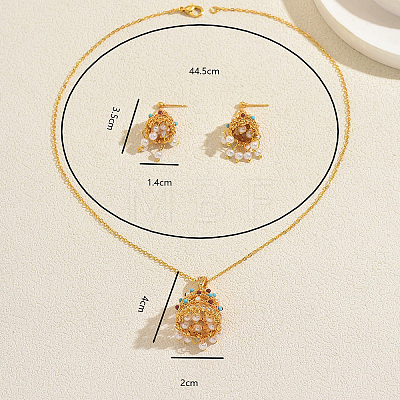Brass Plastic Stud Earrings & Pendant Necklaces Sets for Women KW7238-1