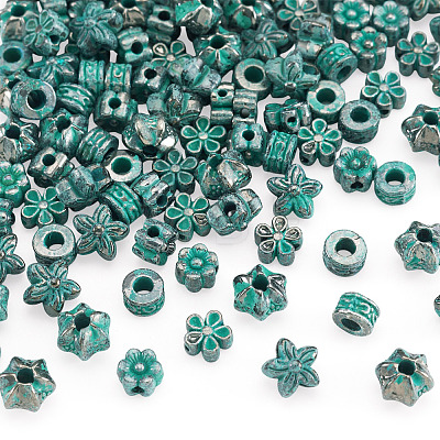 100Pcs 5 Styles Tibetan Style Alloy Beads FIND-TA0010-99ABG-1