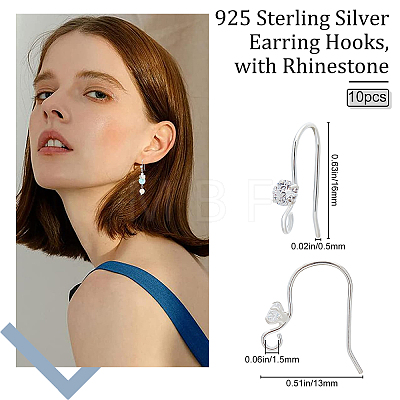 10Pcs 925 Sterling Silver Earring Hooks STER-BBC0001-14-1