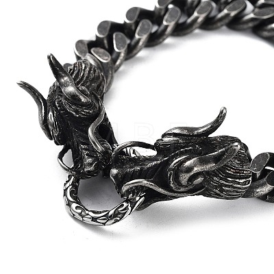 304 Stainless Steel Dragon Head Design Cuban Link Chains Bracelets for Men & Women BJEW-D031-19B-1