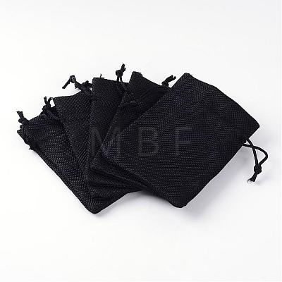 Polyester Imitation Burlap Packing Pouches Drawstring Bags ABAG-R005-9x12-09-1