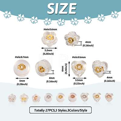  27 Pairs 3 Style Silicone Ear Nuts FIND-TA0002-09-1
