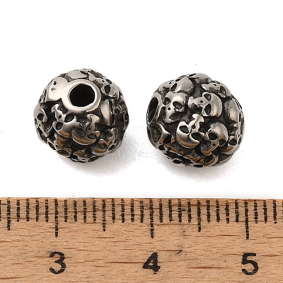 Retro Rondelle Skull 316 Stainless Steel European Large Hole Beads STAS-F072-05-01-1