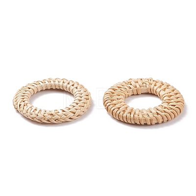 Handmade Reed Cane/Rattan Woven Linking Rings WOVE-XCP0001-04-1