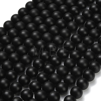 Natural Black Onyx(Dyed & Heated) Beads Strands G-Z024-01B-10mm-1