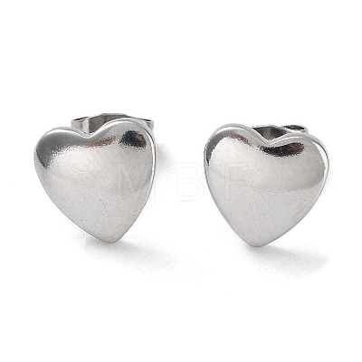 304 Stainless Steel Heart Ear Studs for Women EJEW-P234-19P-1
