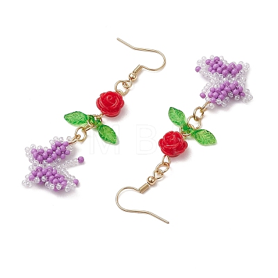 Glass Seed Beads Butterfly Dangle Earrings EJEW-MZ00347-05-1