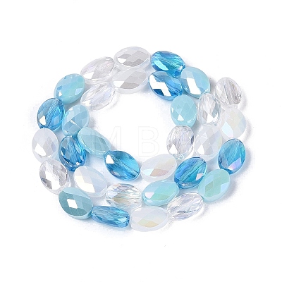 Electroplate Imitation Jade & Opaque & Transparent Glass Beads Strands EGLA-Q135-8x11MM-01D-1