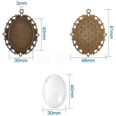 Oval Clear Glass Cabochon Cover DIY-PH0018-96AB-1